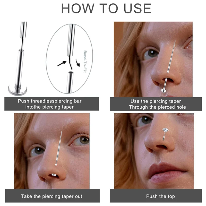 Piercing Ball Grabber Tool Kit For Flat Back Earrings Stainless Steel 16G,18G Applicator With Insertion Pins