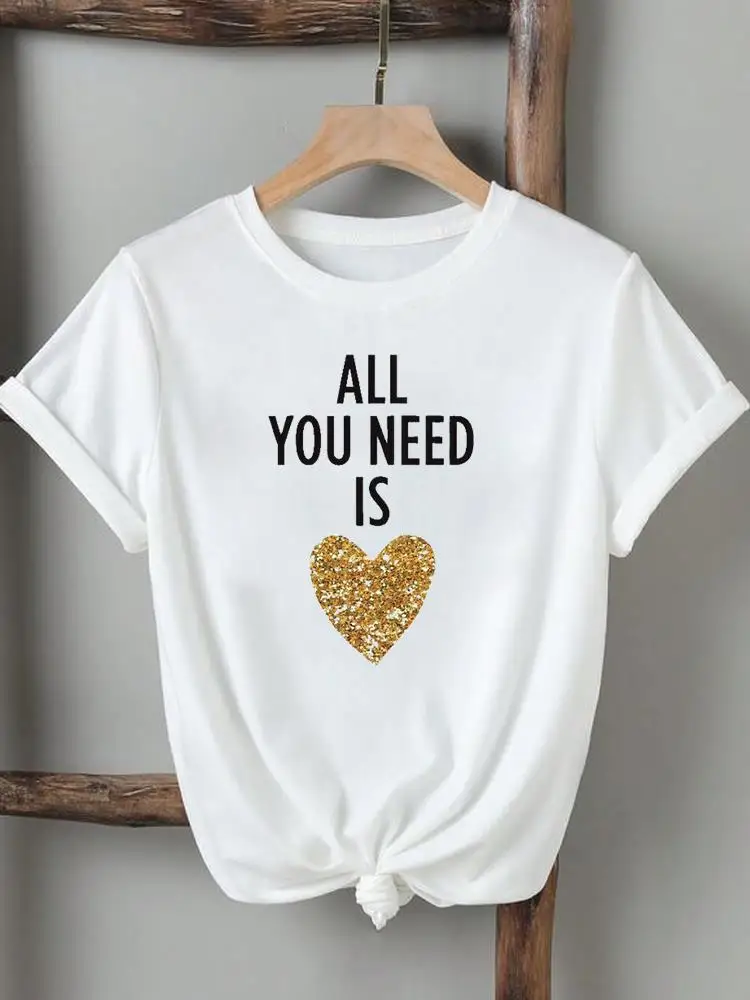 

Tee Clothing Letter Love Heart Trend Cute Printing T-Shirt Women Lady Tshirts Short Sleeve Printed Fashion Casual Graphic T Top