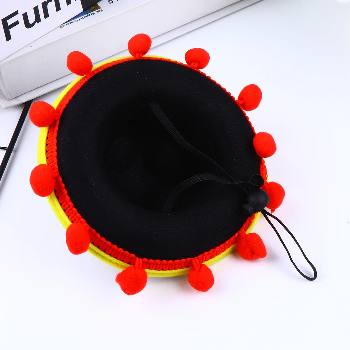 

Mini Mexico Red Hairball Hat Casual Hat Funny Carnival Photo Props Party Favors Supplies with Elastic Chin Strap for Baby Adult