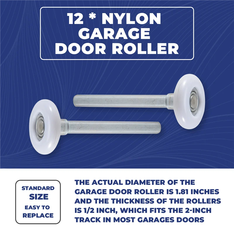 

12 упаковок 2-дюймовых роликов для гаражных ворот, нейлоновый ролик для гаражных ворот с подшипником 6200ZZ, для жилых и коммерческих гаражных ворот-A30R
