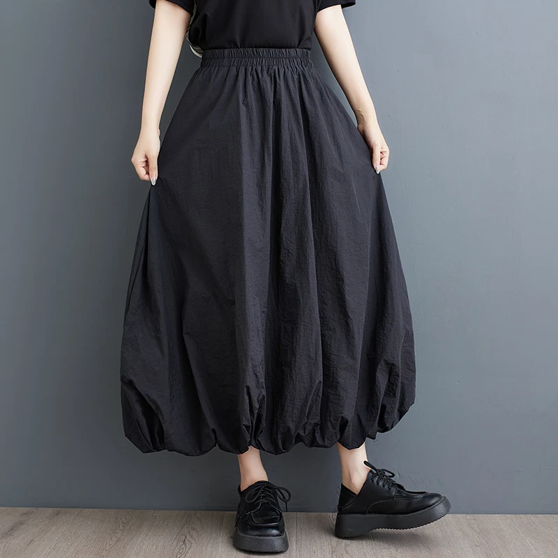 Ele Hoge Taille Midi A-lijn Rok Dames Lente Zomer 2024 Gezwollen Rok F-Lengte Rok Pendelen Sle Plooirok