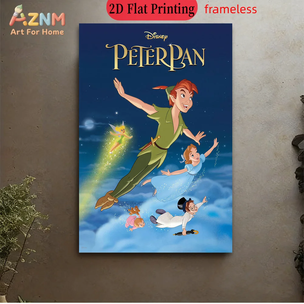 AZNM Disney Peter Pan Tinker Bell Wendy Flying Classic Movie Poster Frameless Canvas Wall Art for Kids Room Nursery Home Decor P AZNM Disney Peter Pan Tinker Bell Wendy Flying Classic Movie Poster Frameless Canvas Wall Art for Kids Room Nursery Home Decor P