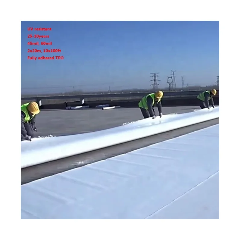 Fully Adhesive Roof Waterproof 1.2mm 1.5mm 2.0mm Single Layer TPO Roofing Membranes-10x10cm Sample Link