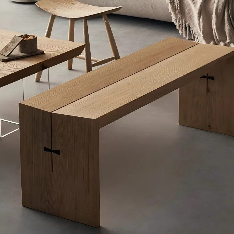 #Mountain Wood Play Movable Butterfly Bench-Solid Wood Corner & Bed End Bench Nordic Artistic Design Home