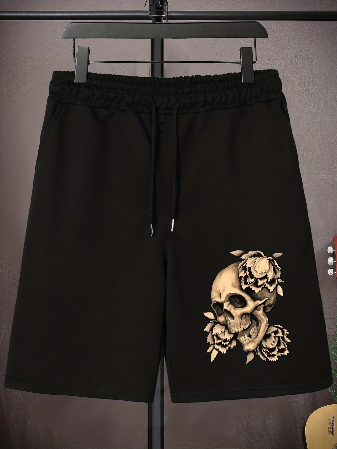 

Мужские летние повседневные шорты с принтом черепа, свободного кроя, с эластичным поясом и шнурком, подходят для активного отдыха и повседневной носки.