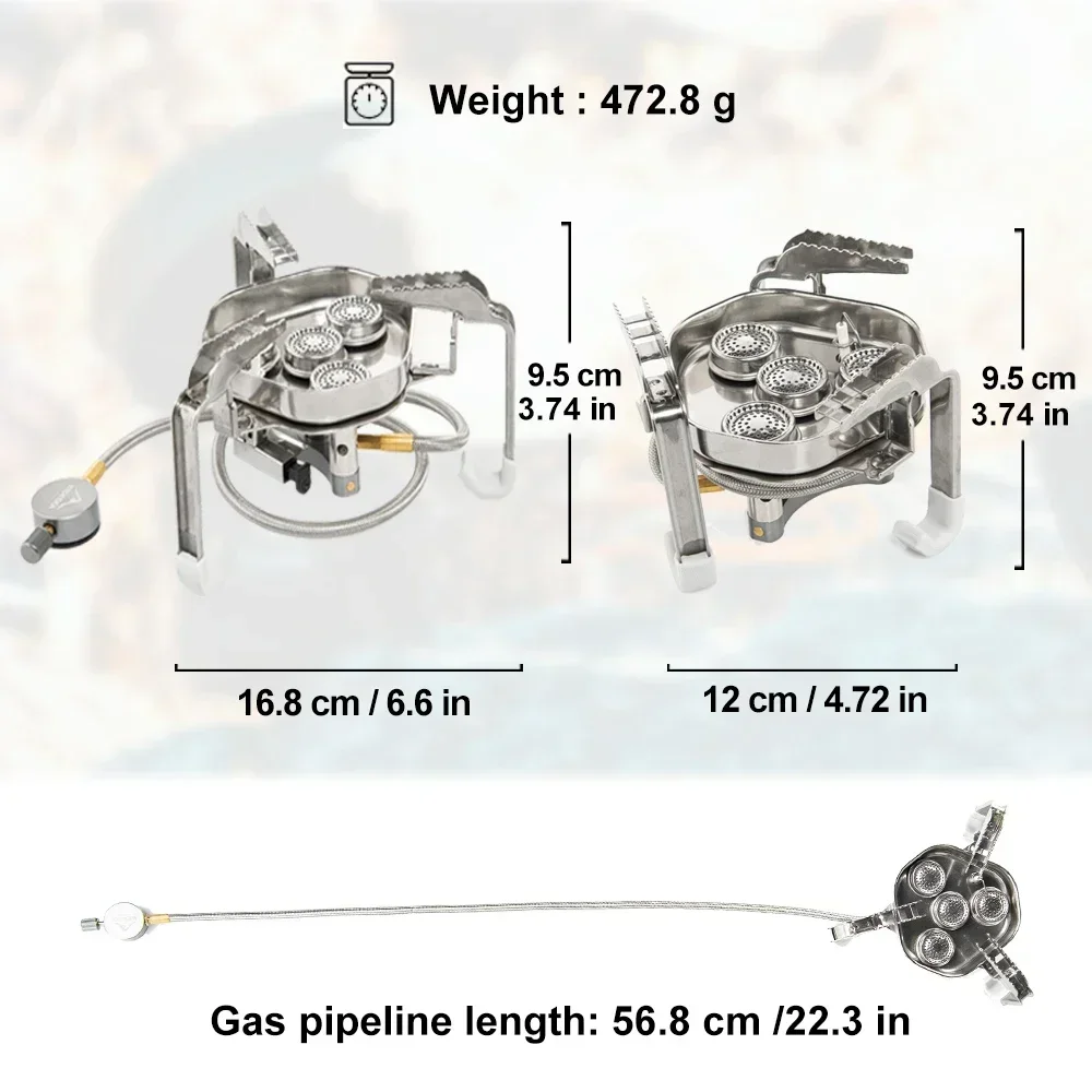 Widesea Camping Gas Stove Big Power Cookware Portable 4-in-1 Furnace Picnic Tourist Burner Barbecue Tourism Outdoor Supplies