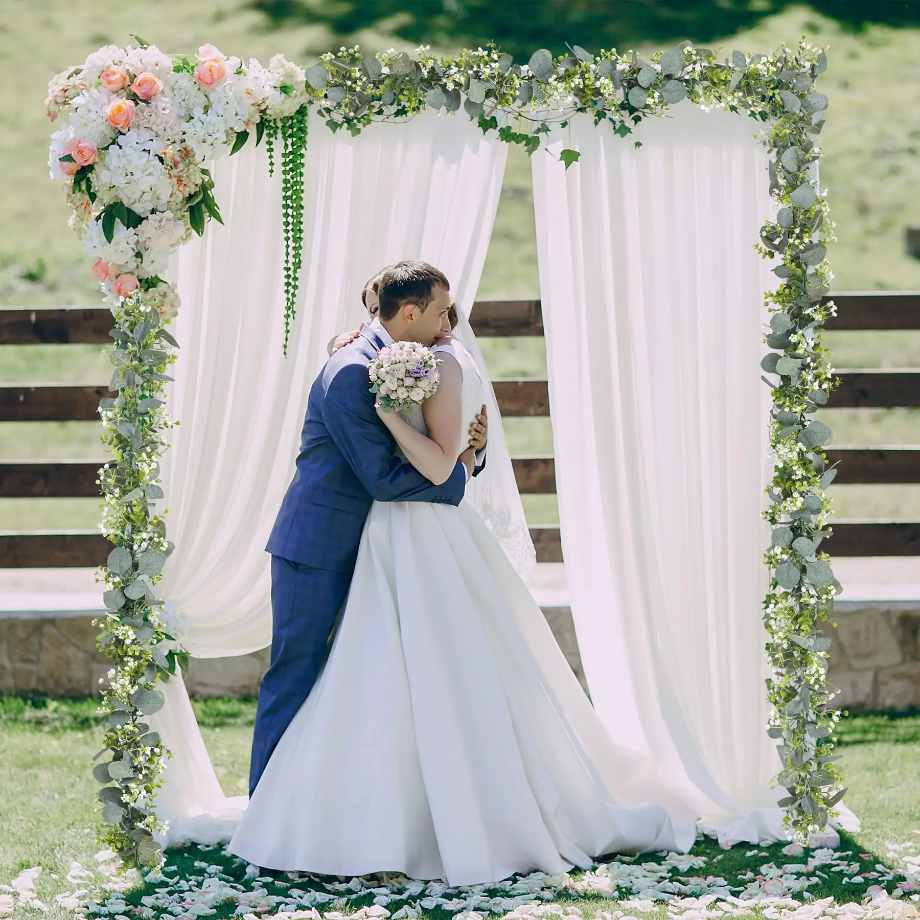 الاصطناعي الأوكالبتوس جارلاند الفضة الدولار يترك فو الخضرة الكرمة لاستحمام الطفل حفل زفاف الجدول غرفة ديكور حديقة المنزل #4