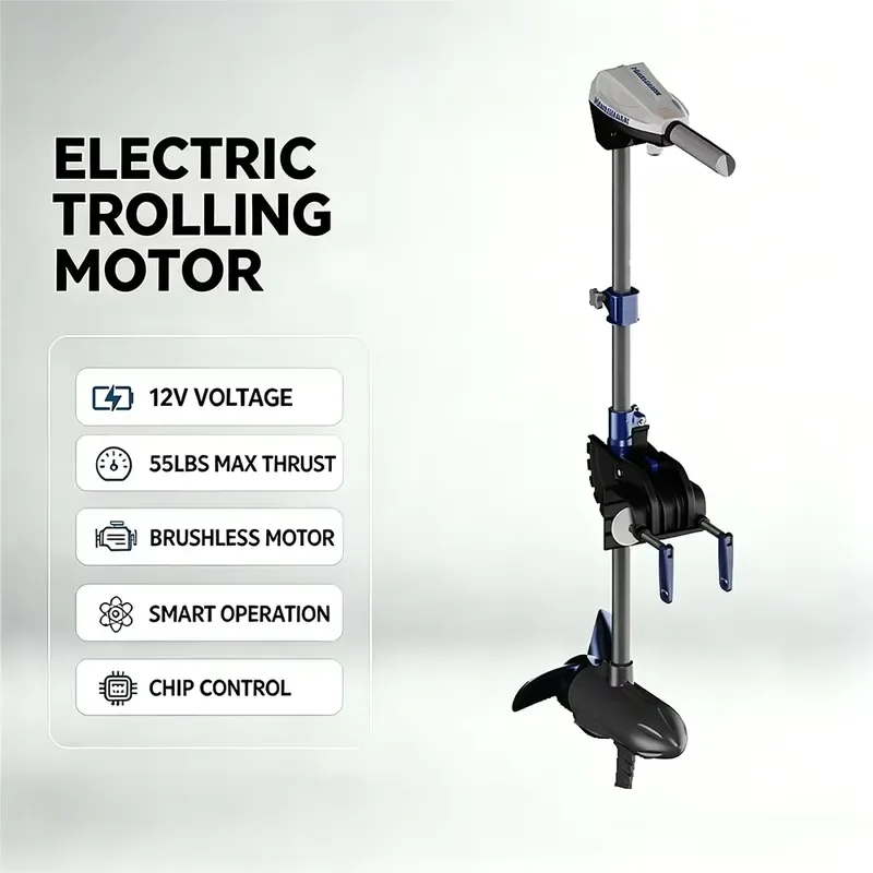 Saltwater 55Lbs 12V 660W Slow Speed Sailing 3 Blade Propeller Bow Mount Waterproof Trolling Motor for Kayaks