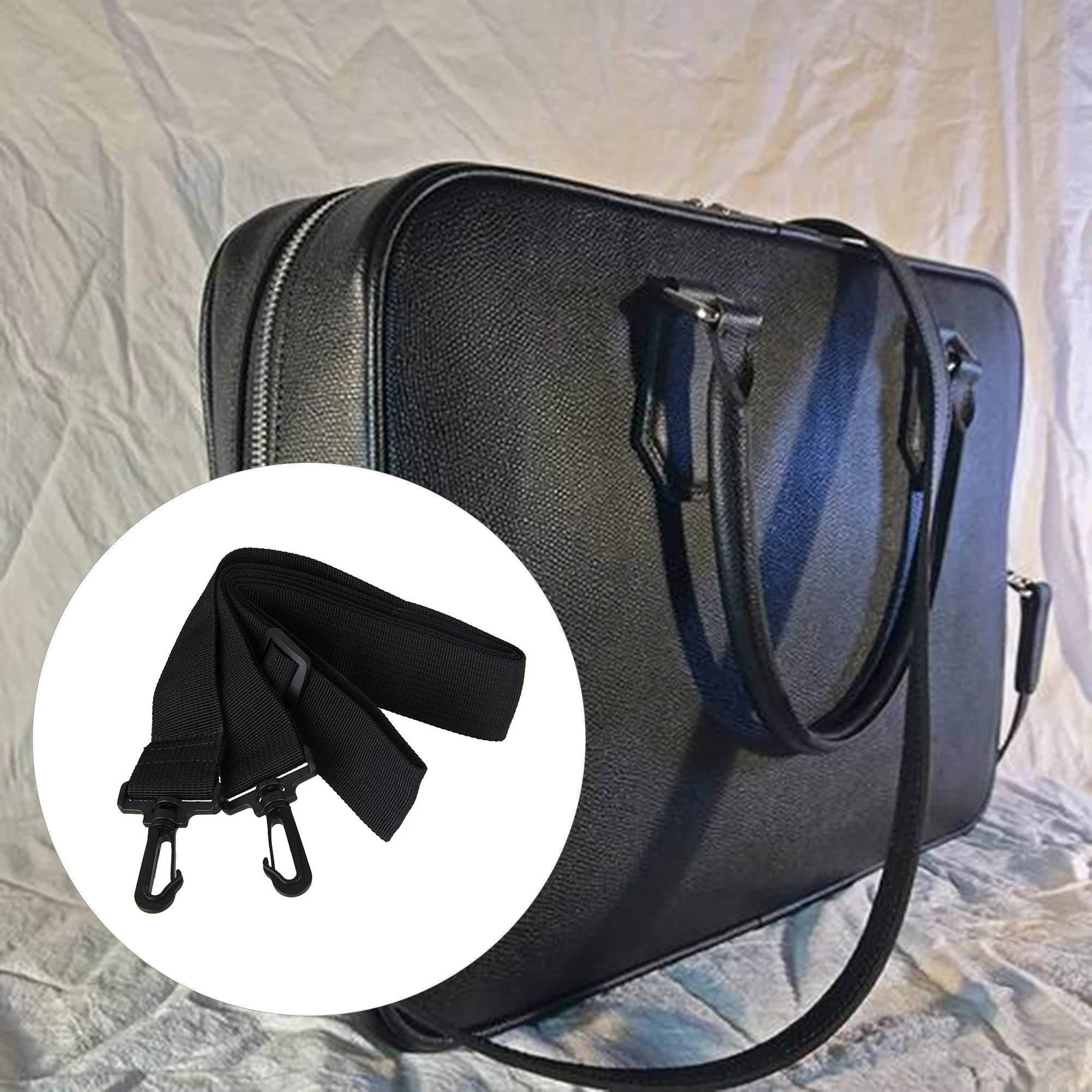 Laptop Shoulder Strap 38mm Width Adjustable Wide With Plastic Hooks Black