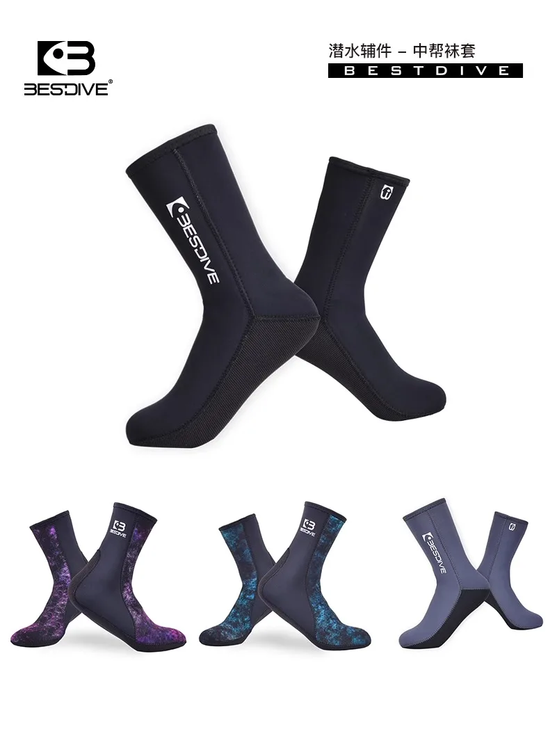 Japanese fabric Bestdive 2-5-7mm chloroprene rubber men's and women's free diving socks for warmth comfort and ice diving