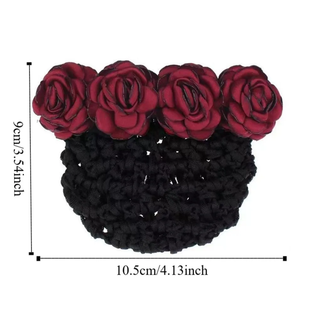 

For Crochet Bun Net Mother's Day Bank Staff Korean Style Headdress Women Hairpin Flower Bun Net Snood Rose Spring Clip