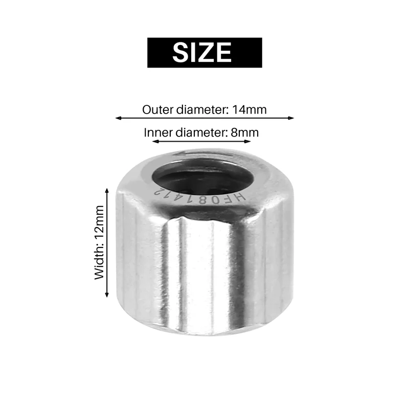 

10Pcs Needle Bearing HF081412 Outer Hexagonal One-Way Needle Roller Bearing 8X14X12mm for Manufacturing Industry