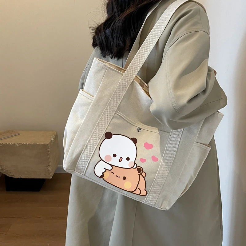 

Bubu Dudu Cute Canvas Bag Yier Bear Panda Shoulder Bag Boy Girl Cartoon Large Capacity Handbag Woman Man Portable Crossbody Bags