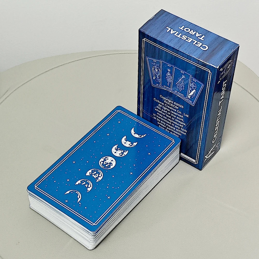 Mazzo di tarocchi celeste 10,3x6 cm: stile minimalista Line Art, mazzo da 78 carte basato su Rider Waite Smith (RWS).