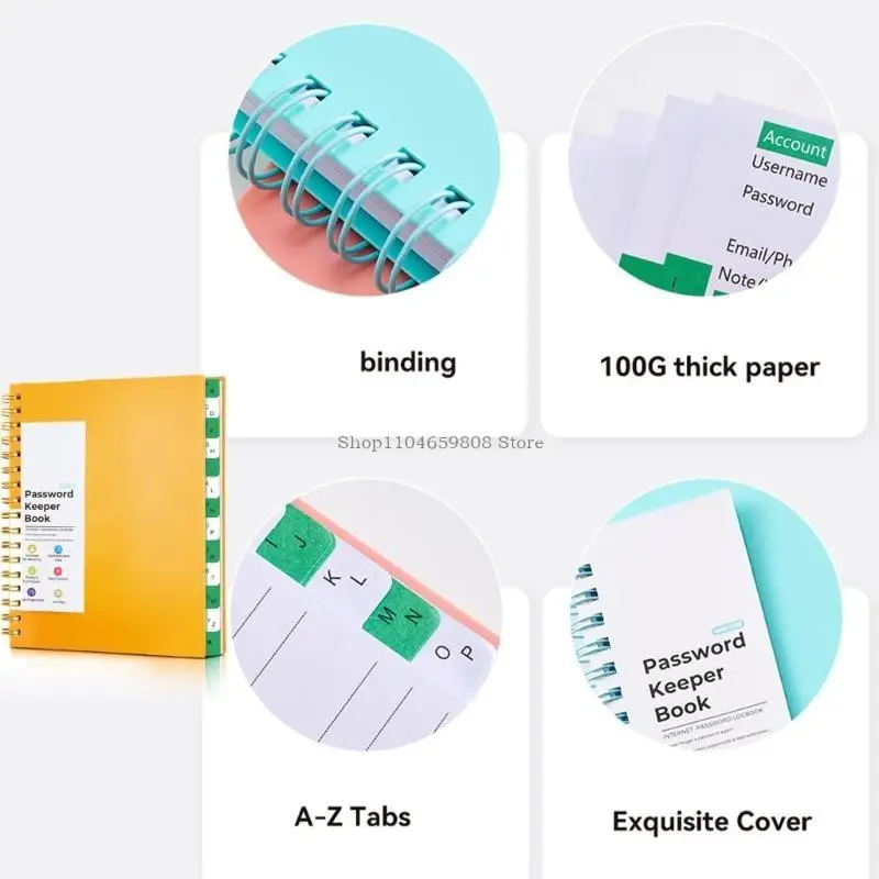 Книга хранителя паролей с индексом A-z Spirals Notebook School School Supplies