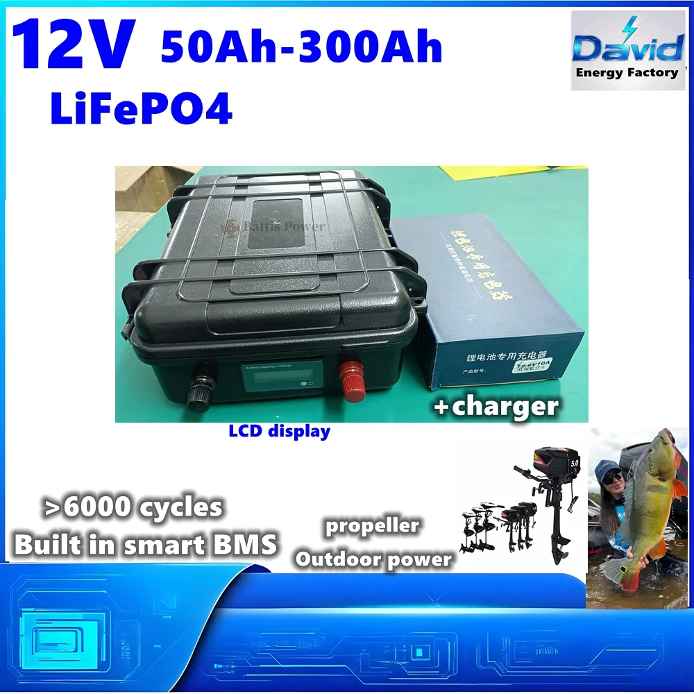 

Пропеллер LiFePO4 12 В 100 Ач 150 Ач 200 Ач 6000 + циклические элементы BMS LiFePO4 12,8 В литиевая батарея для наружного питания + зарядное устройство