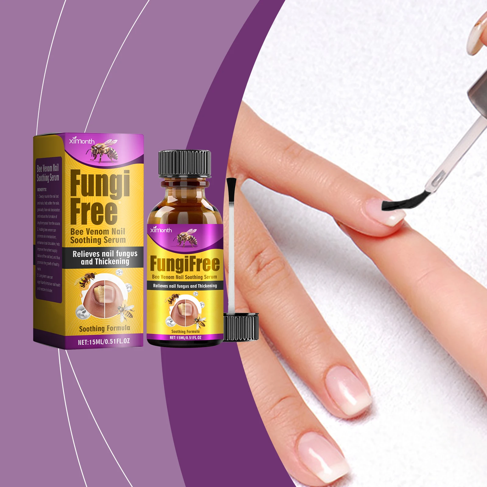 Solución para el cuidado de uñas gris con veneno de abeja, limpieza de uñas gris para manos y pies, reparación nutricional, espesamiento de uñas podridas y brillantes