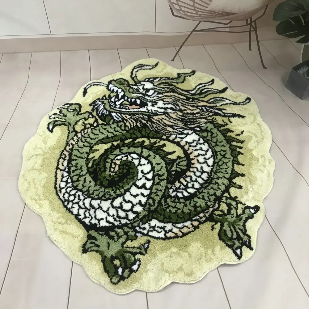 Chinese Dragon Soft Tufting Rugs 3D Myth Art Plush Living Room Bedroom Home Decor Carpet Non-slip Bedside Area Rugs Floor Mats