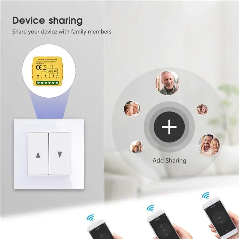 ABQU Tuya WiFi Smart Curtain Switch Module, Smart Life App Works with Alexa for Google Home, Roller Shutter Blind Motor