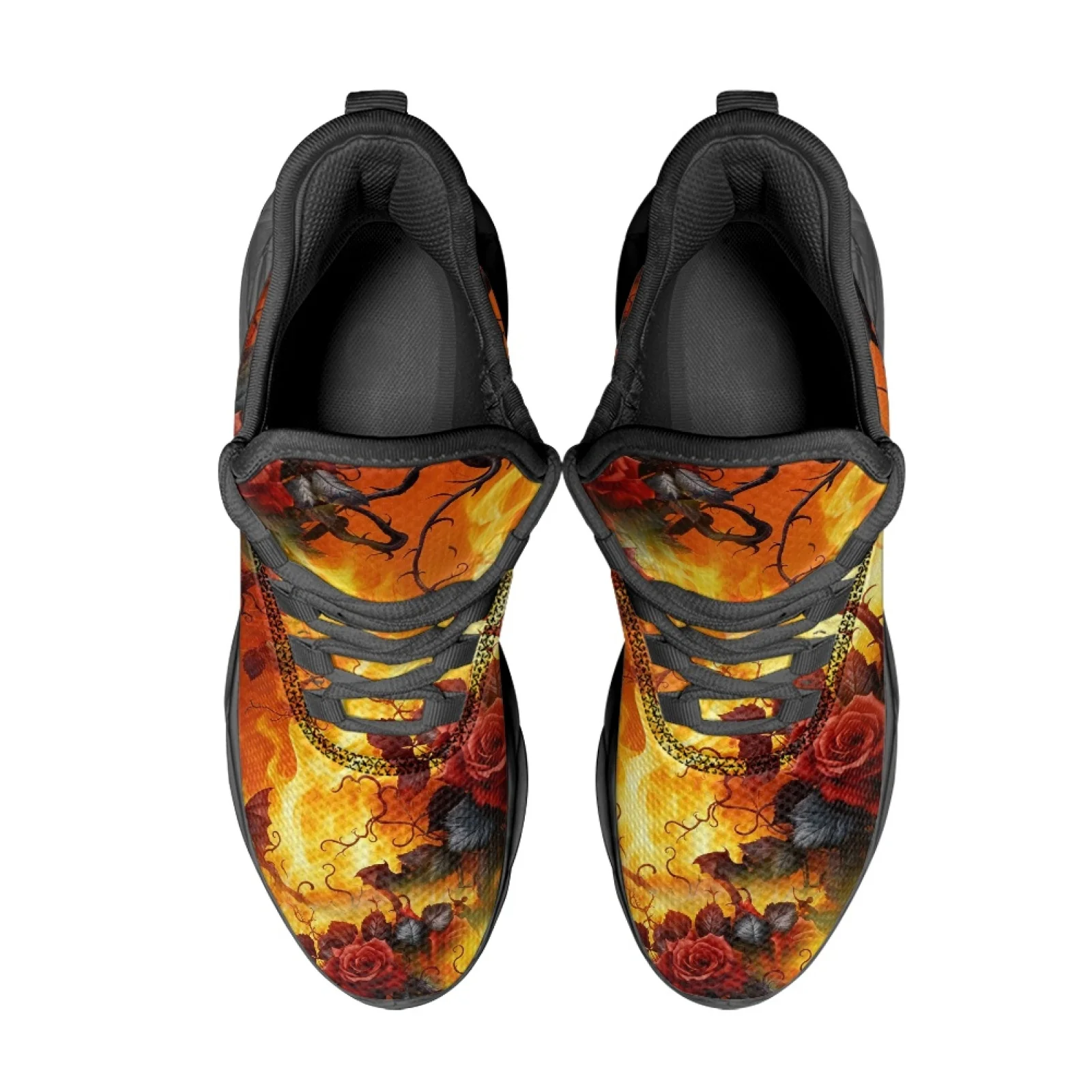 PENSTROLL Fiery Rose Print Athletic Trainer Blade Sneakers for Mens Lightweight Athletic Shoes