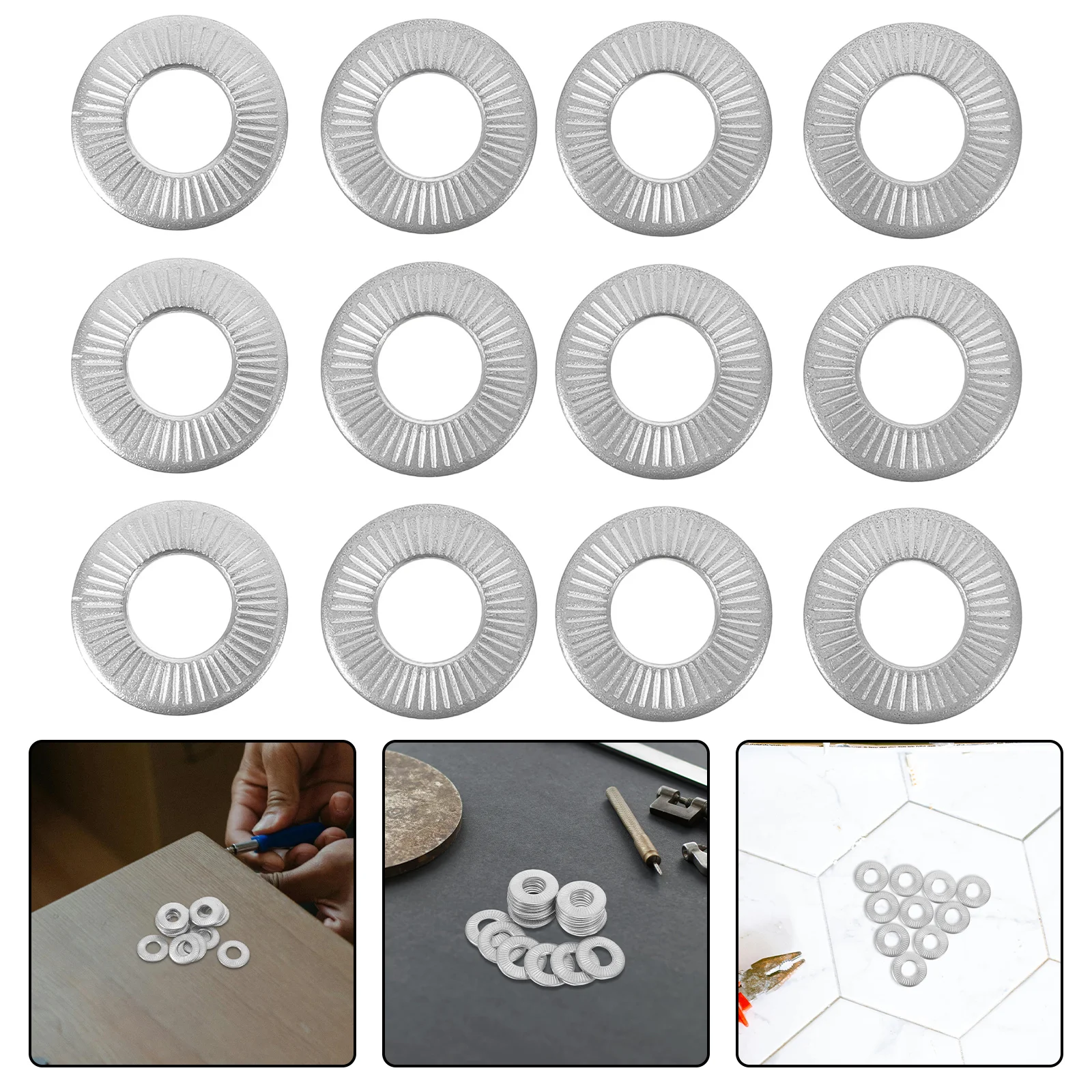 

20Pcs Anti Slip Stainless Steel Knurled Spring Washers Set for Industrial Machinery Outdoor Equipment Automotive Parts