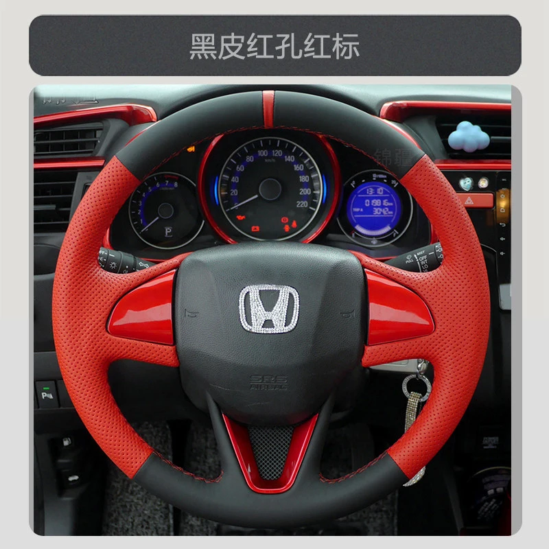 Customized Car Steering Wheel Braid Cover for Honda Fit Jazz 2016-2019 Microfiber Leather on Car Wheel Steering Car Interior