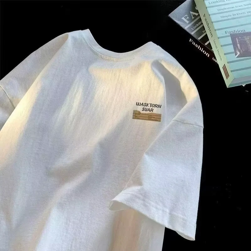 Men Oversized Tee Casual Loose American style simple letter notes Print T-shirt Youth T-shirtsAmerican funny expressions