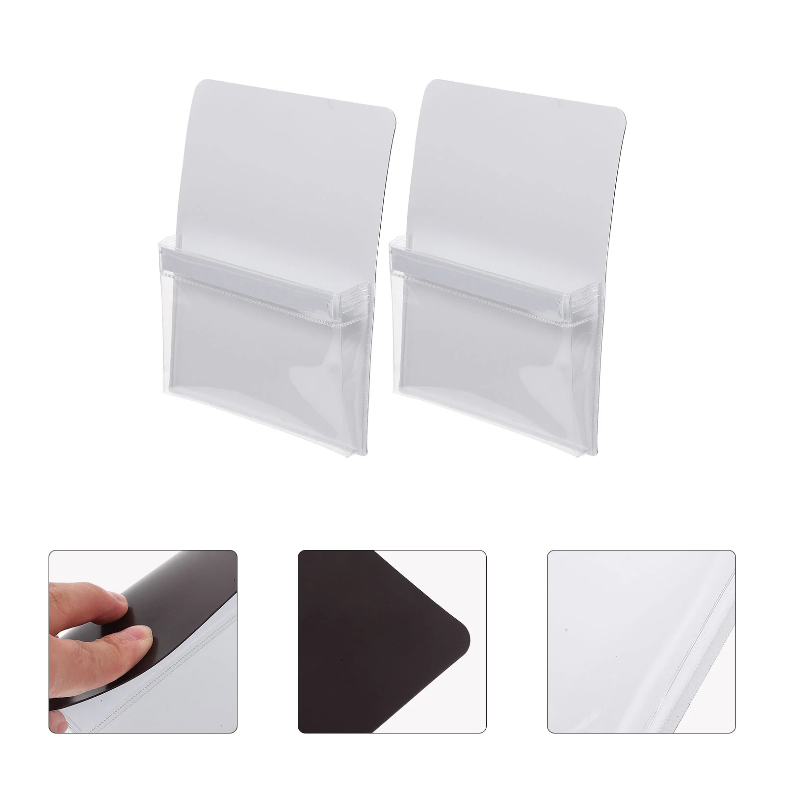

2 Pcs Magnetic Pen Holders Lightweight PVC Rubber Storage Bags Securely Attach Metal Refrigerators File Cabinets Office