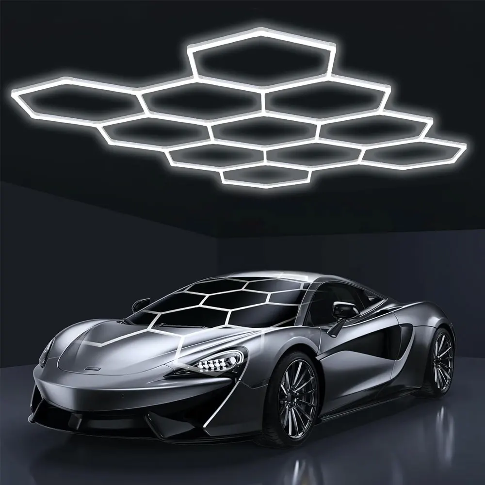 

3-28PCS Muiti Garage Light Led Hexagon Lamp Lighting Highly Efficient Honeycomb LED Light Customized for Barber Ceiling Lighting