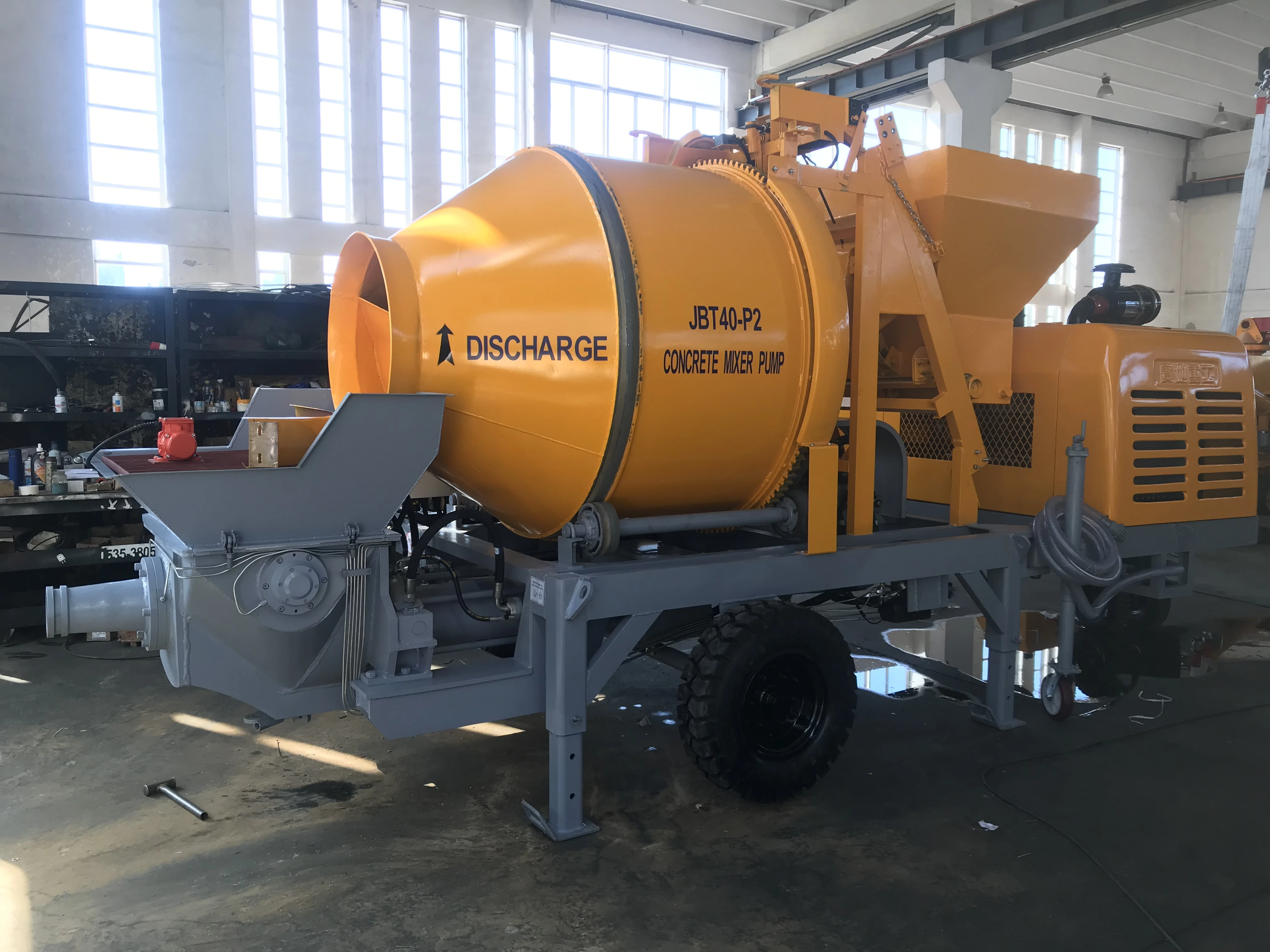Bétonnière électrique et pompe à béton combinées, portée verticale de 15 m pour travaux résidentiels, équipement de pompage de construction portable