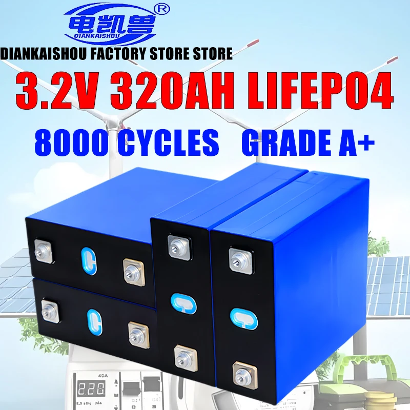 Новая батарея Lifepo4 3,2 В 320 Ач 3C класса A 8000 циклов DIY 12 В 24 В 48 В RV Морская аккумуляторная батарея для хранения солнечной энергии без налога