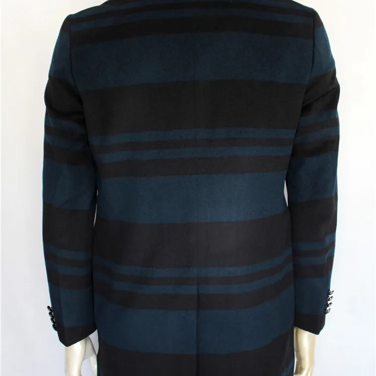 

Busin Gentleman шерстяное пальто в клетку, осеннее двубортное мужское пальто средней длины в полоску контрастного цвета