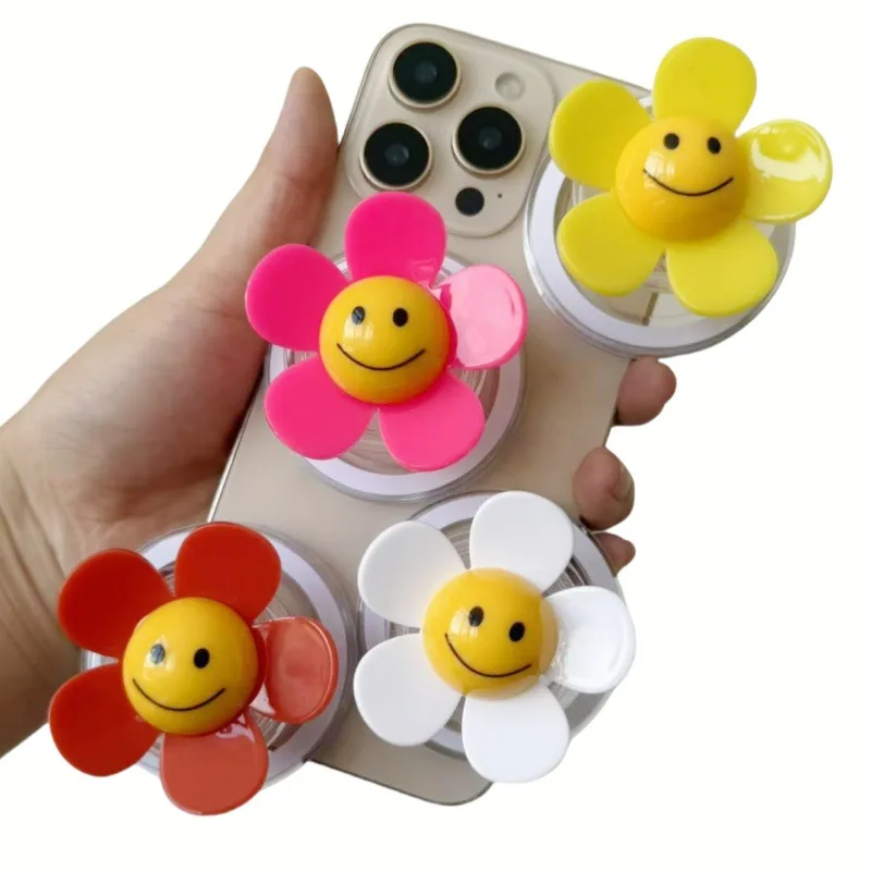 

Korean Creative Flower Sunflower Smiley Phone Magsafe Magnetic Mount Stand for Iphone Samsung S26 Griptok Folding Holder Bracket