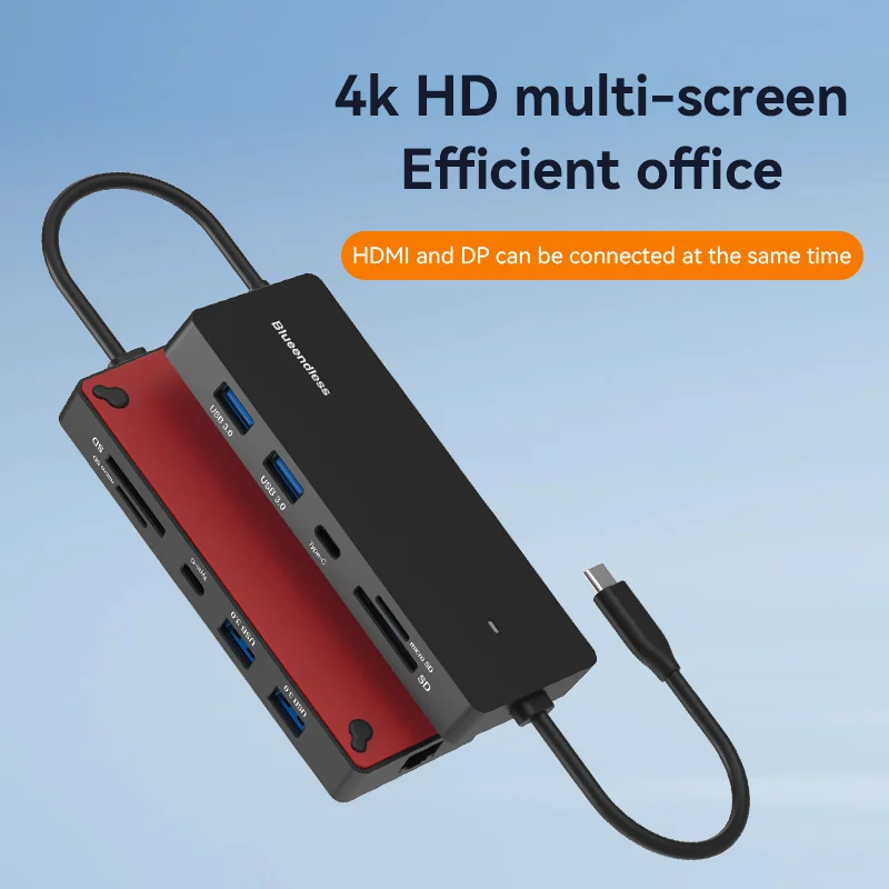 Stacja dokująca typu c dual DP + HDMI different MST 4K/60Hz wielofunkcyjna stacja dokująca konwerter notebooków