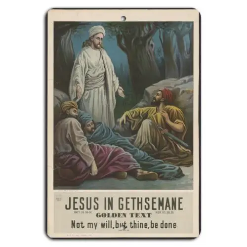 Jesus in Gethsemane: Thy Will Be Done - Inspirational Sign-Aluminum-tin sign