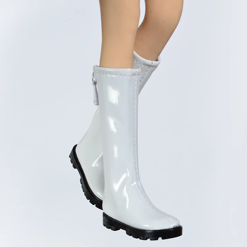 Piedi grandi 1/6 Soldato femminile Scarpe medie alte Zip Moda Ragazze Stivali lunghi in pelle per 12 "Phicen S28 29 42 43 Action Figure Body