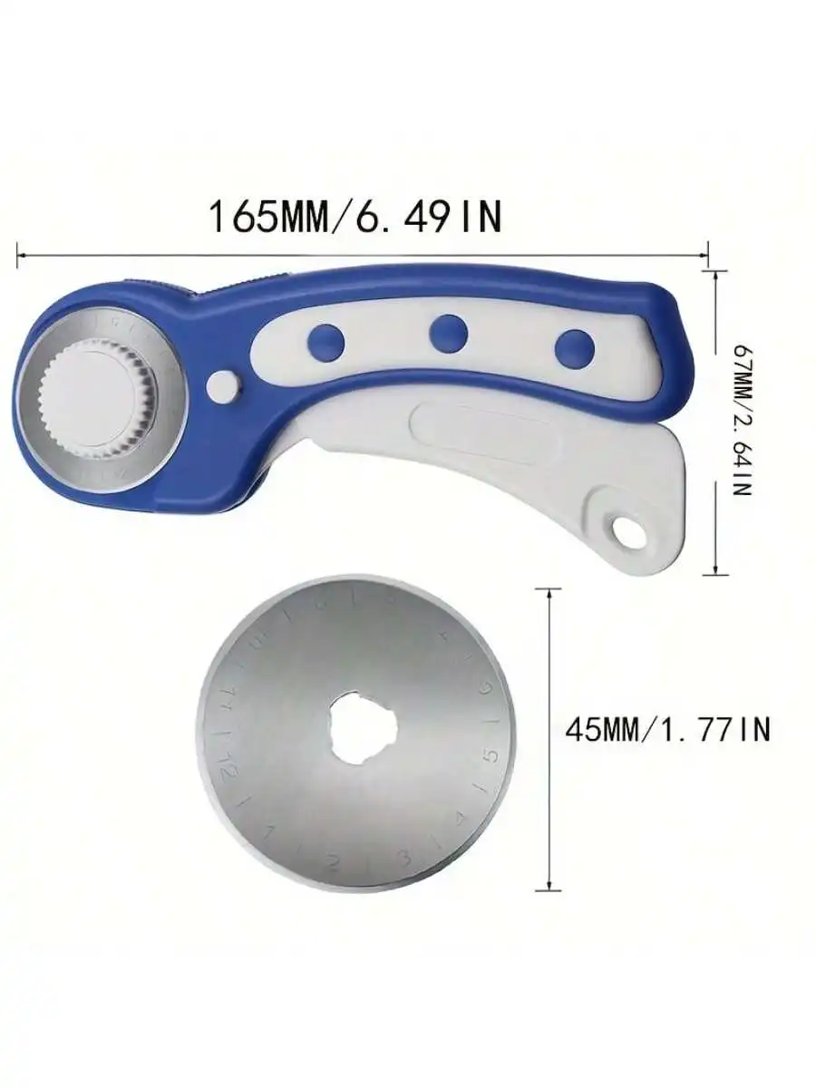 45mm Rotary Cutter, Ergonomic Rolling Cutter With Safety Lock For Fabric, Cloth, Paper, Faux Leather, Crafting Cutter