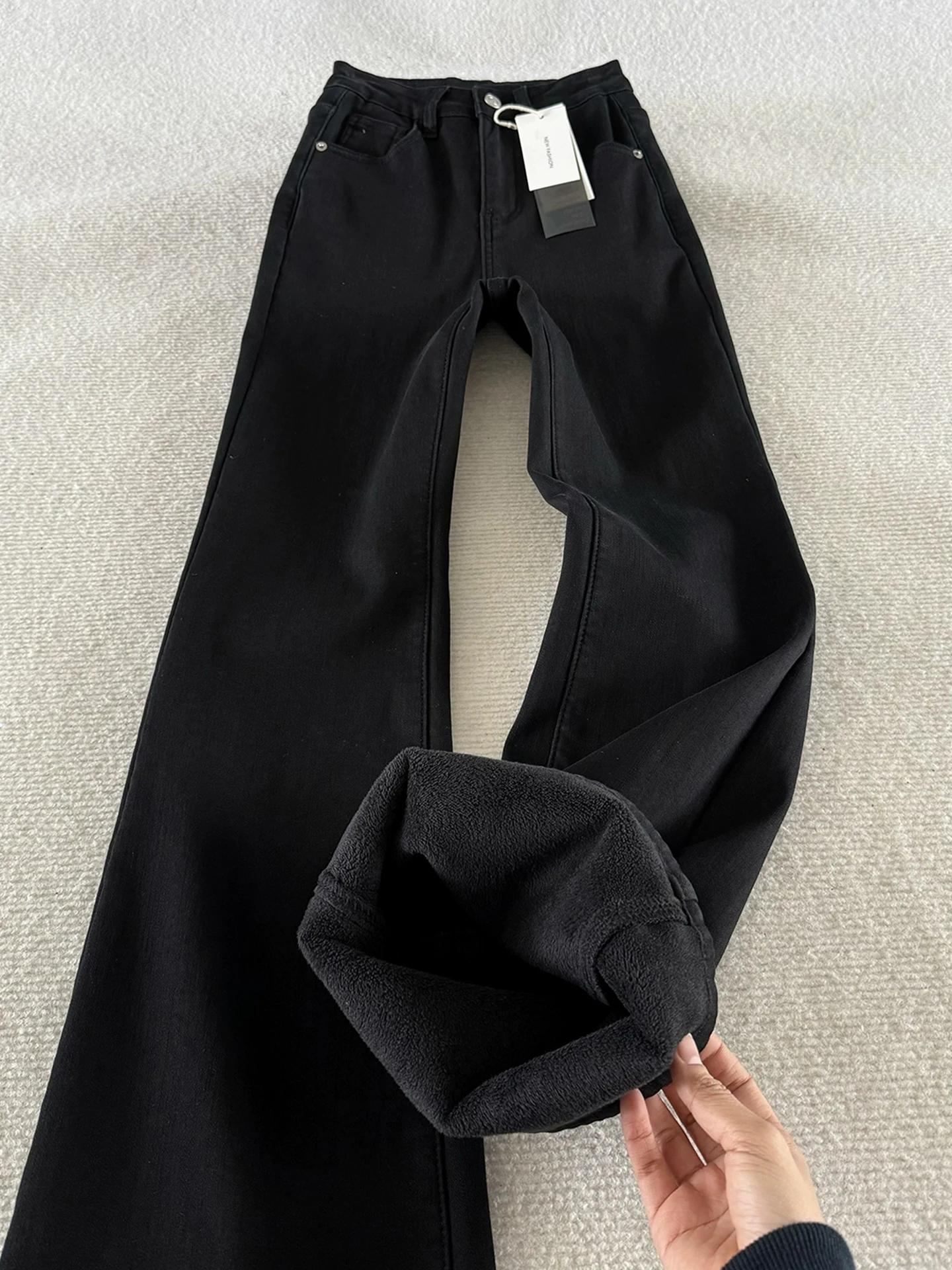 

Мужские зимние джинсы Bla Fce на флисовой подкладке, эластичные, в американском стиле, утягивающие, с легким расклешением