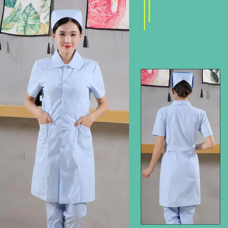 2025 ใหม่แขนยาวชุดช่างเสริมสวยเสื้อผ้าทํางานทันตกรรมเสื้อผ้าทํางาน Pet Shop ชุดห้องปฏิบัติการเสื้อผ้าฝ้ายขัดชุด