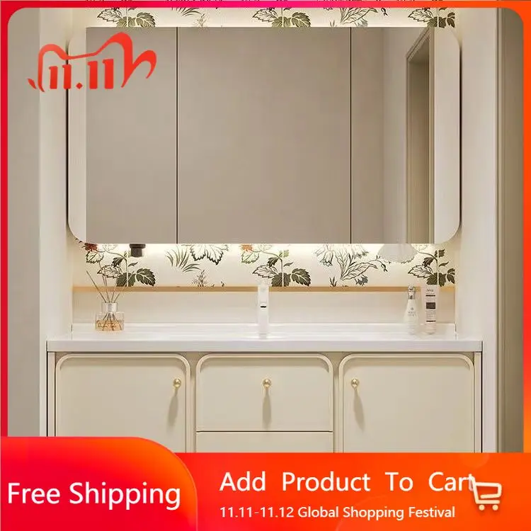 

Cosmetics Reception Bathroom Cabinet Ceramic Integrated Basin Washbasin Mirror Storage Ergonomic Vestidores Trendy Furniture