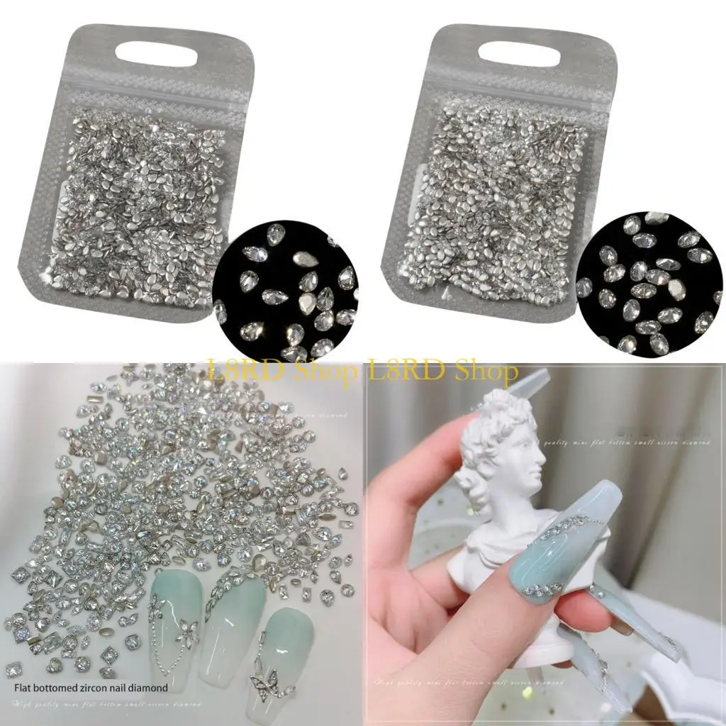 

L8RD 1440pcs Rhinestones Flat Back Nails DIY Craft Create Beautiful Nails Art and Decorations Clothing Embellishments