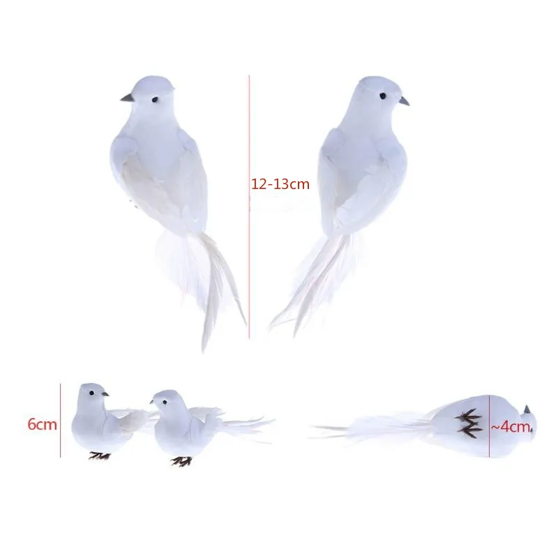 1Pc Garden Artificial Foam White Birds Home Decorative Feathers Birds Animal Decoration Pigeons Bird Crafts DIY Bird Decoration