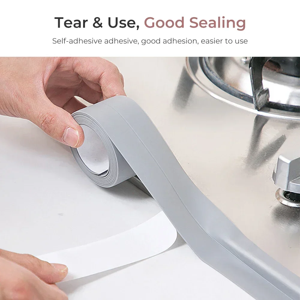 PVC Sealing Strip Tape Bathroom Bath Toilet Caulk Tape Self Adhesive Waterproof Mildew Proof Tapes For Kitchen Sink Wall Corner