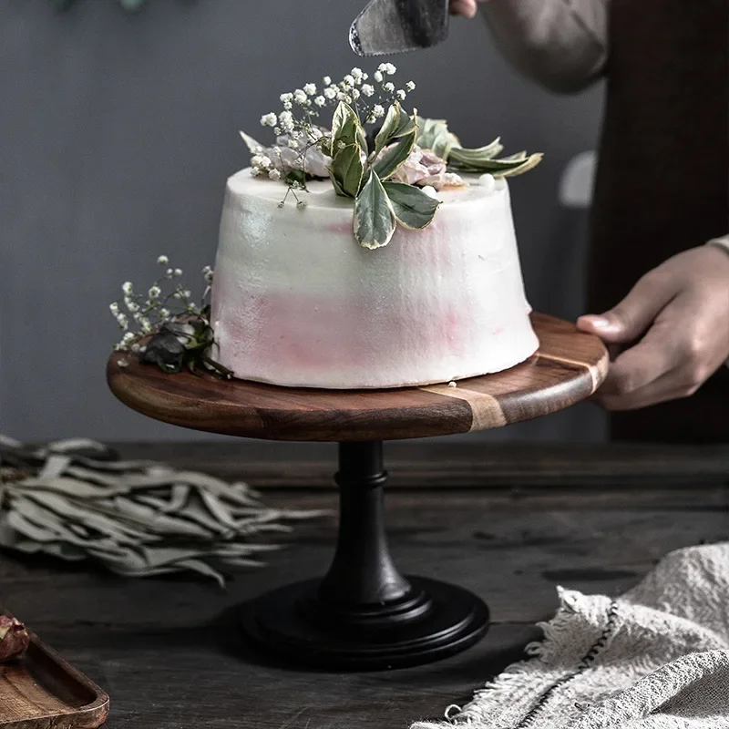 Soporte de madera de Base alta para pasteles, bandeja de postre, Plato de frutas, decoración de pasteles de boda, soporte de exhibición de magdalenas, Decoración de mesa para el hogar