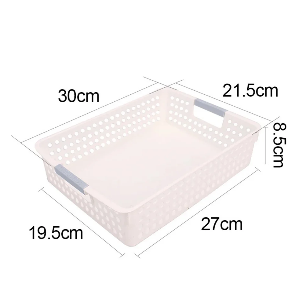 

4pcs Plastic Hollow Storage Baskets Stackable File Organizer Office Home Use Multiple Colors Space Saving Vegetable Fruit Bin