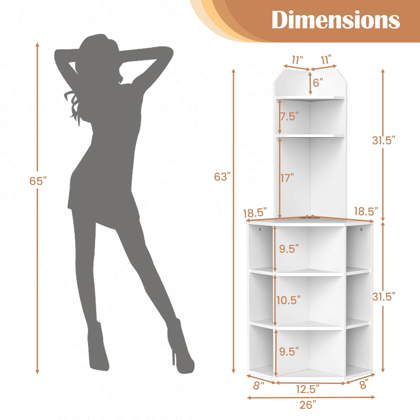 2PCS 6-Tier Corner Shelf 63