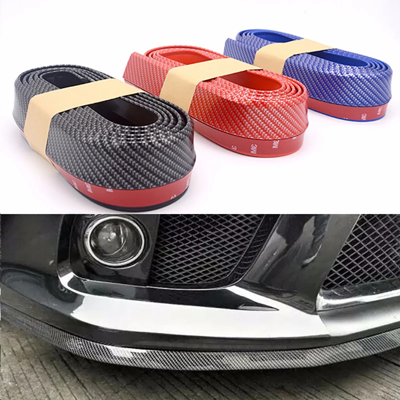 

Car Front Bumper Lip Carbon Fiber Rubber Universal Protector Bumper Lip Strip Spoiler Side Skirt Rubber Anti Scratch Protector