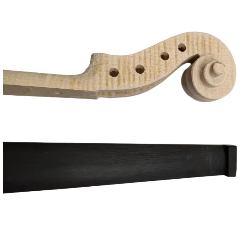 Flames Violin Neck Head With Fingerboard Fretboard Unvarnished 4/4 3/4 1/2 Violin Scroll,Maple Wood