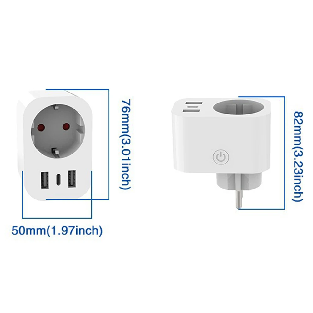 ل Tuya Wifi مأخذ (فيشة) ذكي 16A EUPlug مع نوع C USB-A شاحن ميناء المنزل المقبس تمديد محول العمل مع Alexas Googles