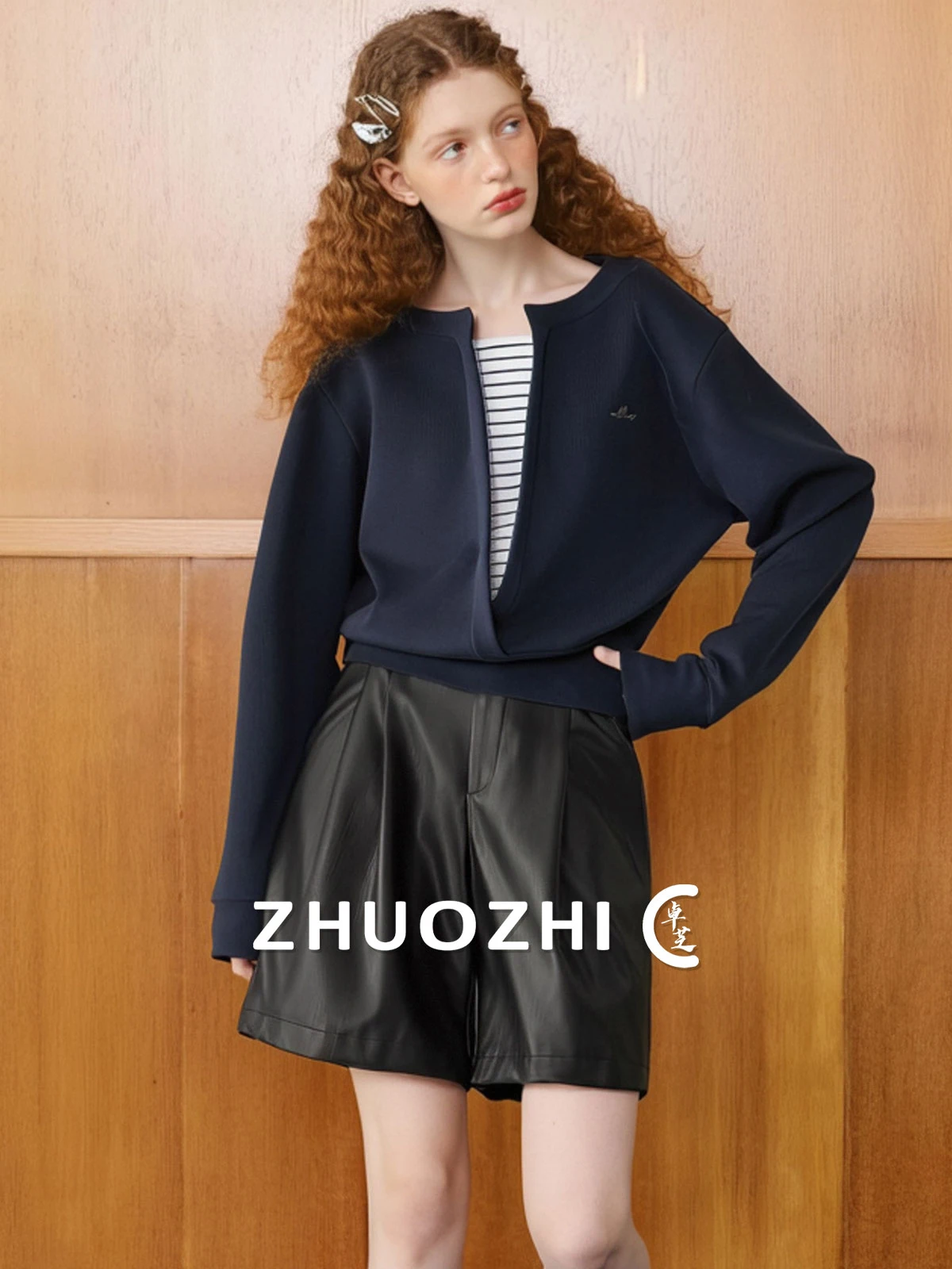 

Женский свитшот ZhuoZhi Design Sense Splice: повседневный, универсальный, приталенный, весенняя новинка, с длинным рукавом, облегающий крой
